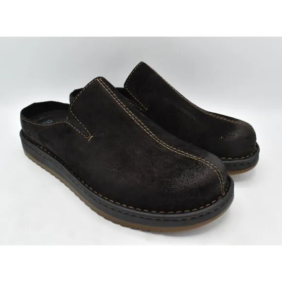Born Mens Size 13 Jude Black Distressed Leather Slip On Mules Shoes