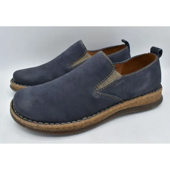 Born Mens Size 8.5 Bryson Dark Blue Distressed Leather Slip On Casual Shoes