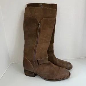 Born Molema Knee High Riding Boots Distressed Brown Suede Western Women's 9
