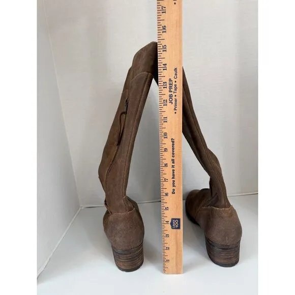 Born Molema Knee High Riding Boots Distressed Brown Suede Western Women's 9