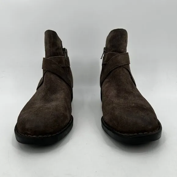 BORN Women's Brown Trinculo Zipper Leather Suede Nubuck Ankle Boots Shoes 11