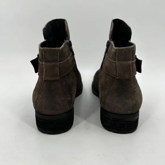 BORN Women's Brown Trinculo Zipper Leather Suede Nubuck Ankle Boots Shoes 11
