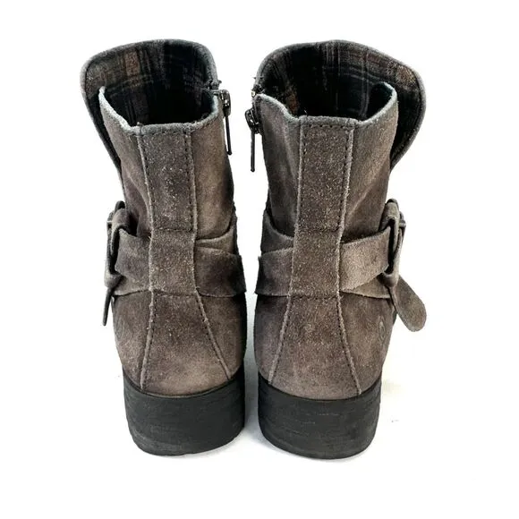 Born Womens Syd Taupe Grey Distressed 2 Suede Ankle Boots Womans Size 7 Size Zip