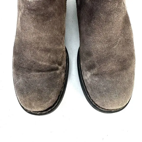 Born Womens Syd Taupe Grey Distressed 2 Suede Ankle Boots Womans Size 7 Size Zip