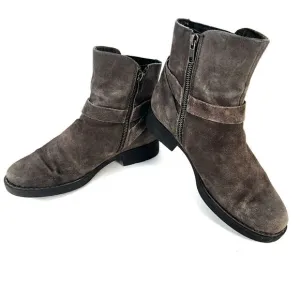 Born Womens Syd Taupe Grey Distressed 2 Suede Ankle Boots Womans Size 7 Size Zip