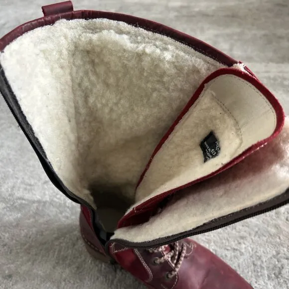 Bos. &amp; Co. Boots Womens 40 Holding Red Suede Zipper Sherpa Shearling Lining US 9