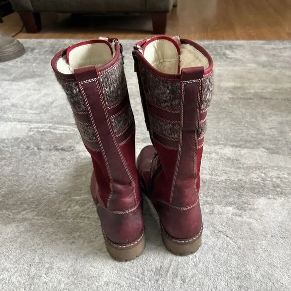 Bos. &amp; Co. Boots Womens 40 Holding Red Suede Zipper Sherpa Shearling Lining US 9