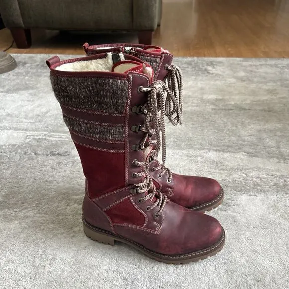Bos. &amp; Co. Boots Womens 40 Holding Red Suede Zipper Sherpa Shearling Lining US 9