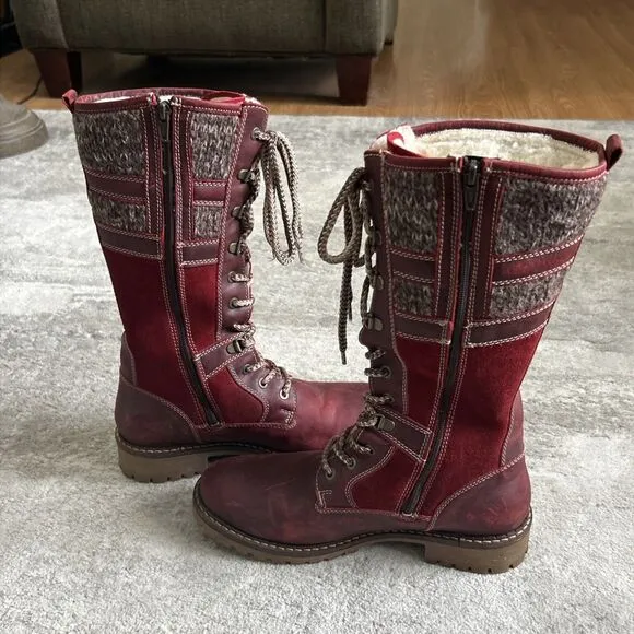 Bos. &amp; Co. Boots Womens 40 Holding Red Suede Zipper Sherpa Shearling Lining US 9