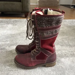 Bos. &amp; Co. Boots Womens 40 Holding Red Suede Zipper Sherpa Shearling Lining US 9