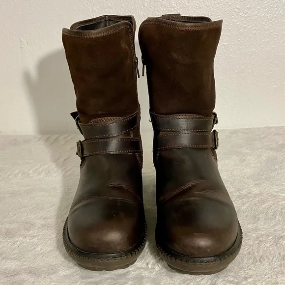 Bos &amp; Co Sahara Brown Leather &amp; Suede Boots Size 40 EU (9-9.5 US) Wool Lined