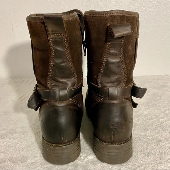 Bos &amp; Co Sahara Brown Leather &amp; Suede Boots Size 40 EU (9-9.5 US) Wool Lined