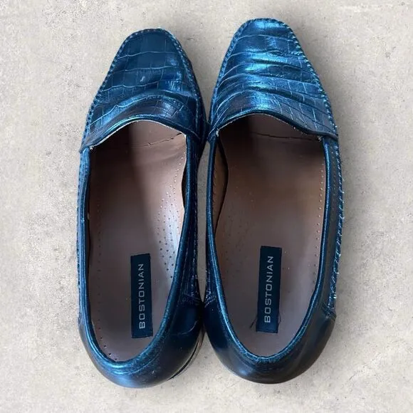 Bostonian Leather Crocodile Embossed Leather Upper Slip On Loafers Size 10