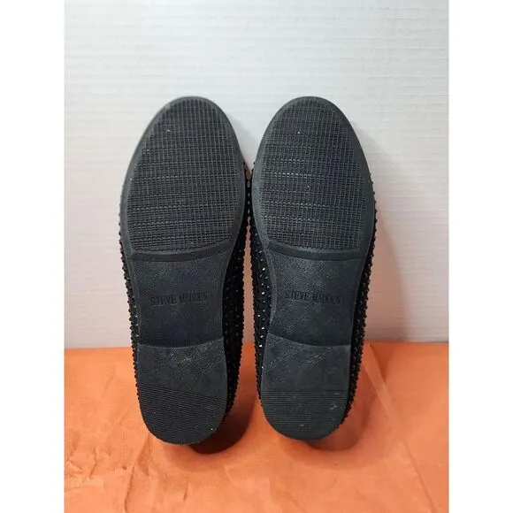 Boys 5 Steve Madden Caviar studded black slip on loafers dress shoes