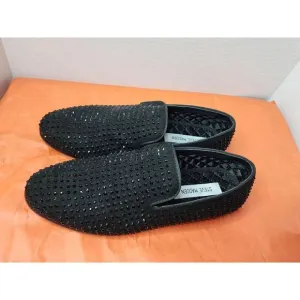 Boys 5 Steve Madden Caviar studded black slip on loafers dress shoes