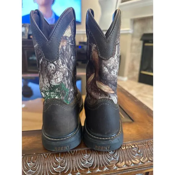 Boys Rocky Brown Leather Waterproof Western Boots. Size 3.5