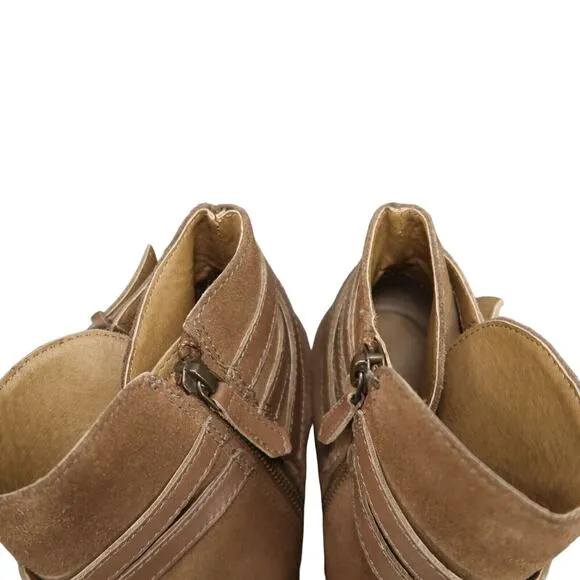 Bp Shoes Womens 8.5 Ankle Boot Fashion Leather Stack Heel Buckle Strap Zip Brown