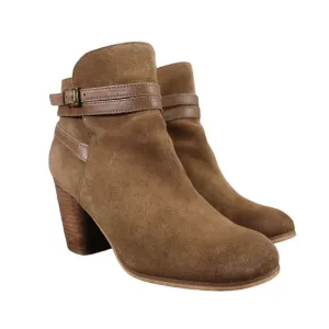 Bp Shoes Womens 8.5 Ankle Boot Fashion Leather Stack Heel Buckle Strap Zip Brown