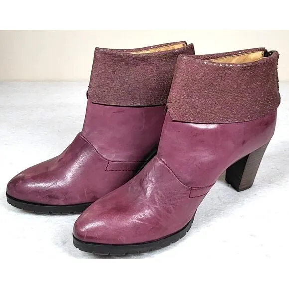 Brako Women's Purple Leather Snakeskin Zipper Boots Heels EU 39/ US 8.5