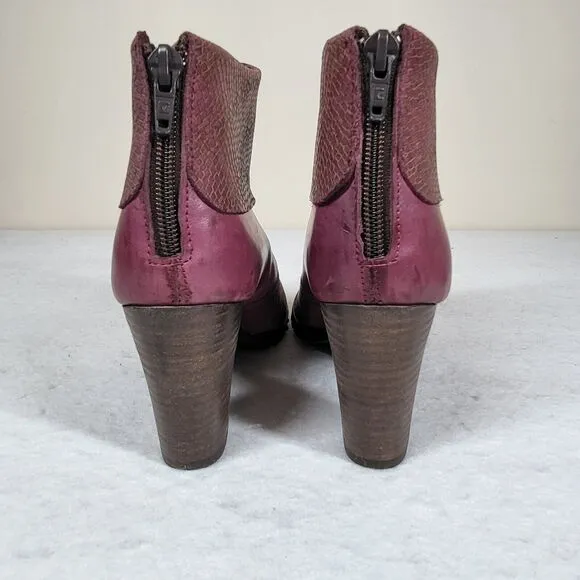 Brako Women's Purple Leather Snakeskin Zipper Boots Heels EU 39/ US 8.5