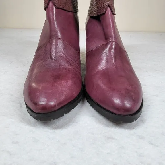 Brako Women's Purple Leather Snakeskin Zipper Boots Heels EU 39/ US 8.5