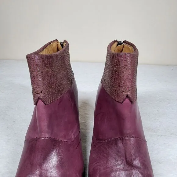 Brako Women's Purple Leather Snakeskin Zipper Boots Heels EU 39/ US 8.5