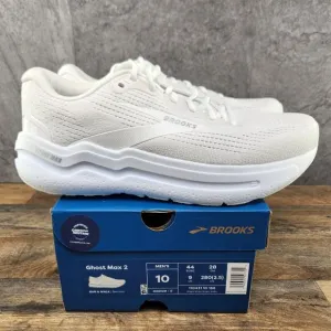 Brooks Ghost Max 2 Size 10 Mens Bright White Casual Walking Running Shoes