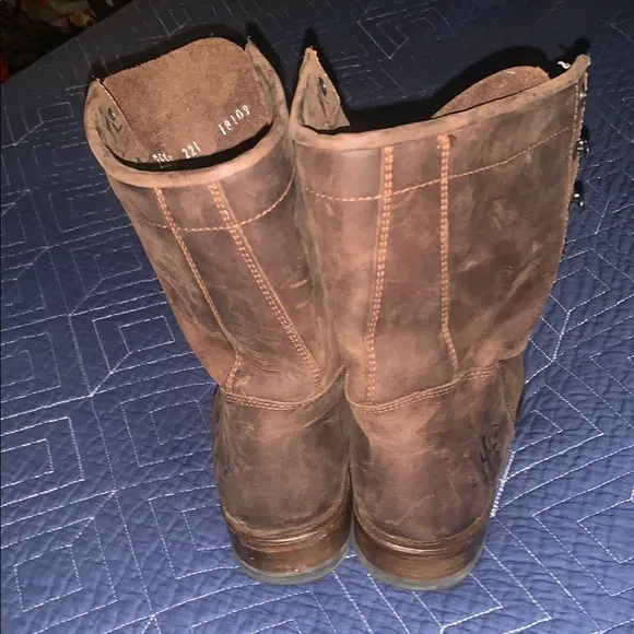 Brown Combat Moto Boots with Suede Finish