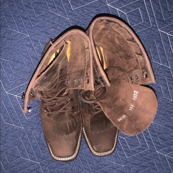 Brown Combat Moto Boots with Suede Finish