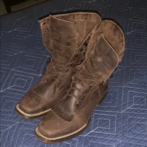 Brown Combat Moto Boots with Suede Finish