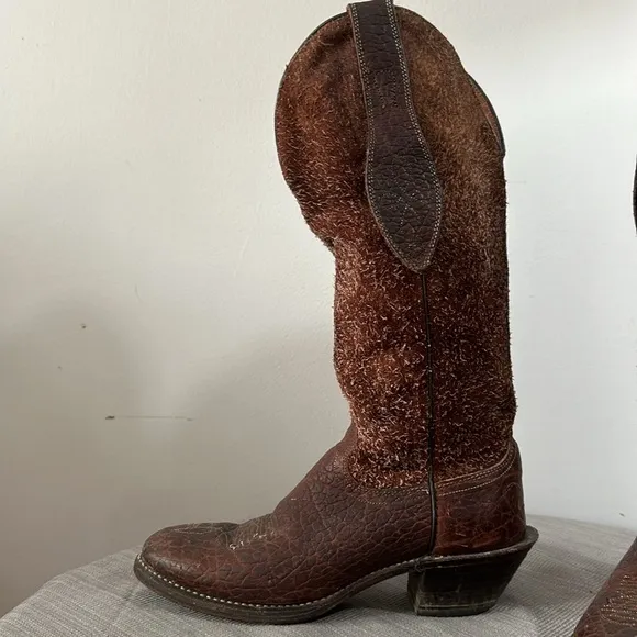 Brown leather &amp; Suede Cowboy Western Boots size 9 D