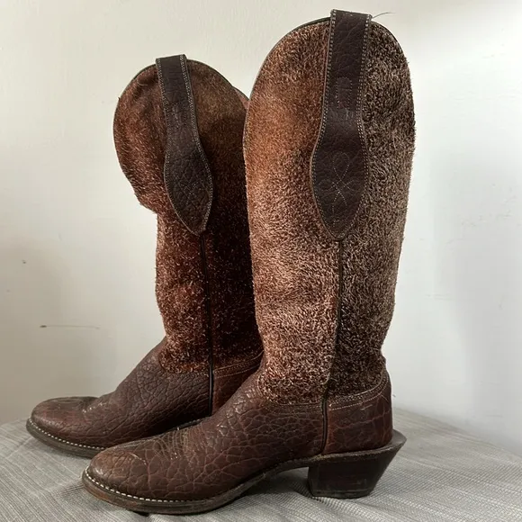 Brown leather &amp; Suede Cowboy Western Boots size 9 D