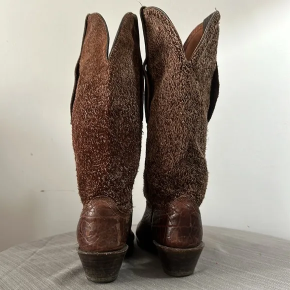 Brown leather &amp; Suede Cowboy Western Boots size 9 D