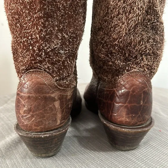 Brown leather &amp; Suede Cowboy Western Boots size 9 D