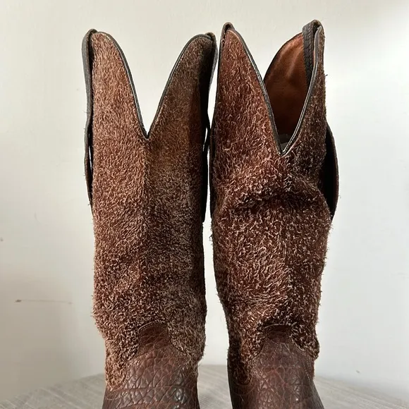Brown leather &amp; Suede Cowboy Western Boots size 9 D