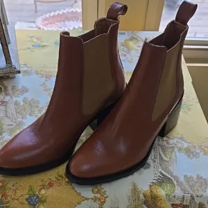 Brown Leather Ankle Boots New!