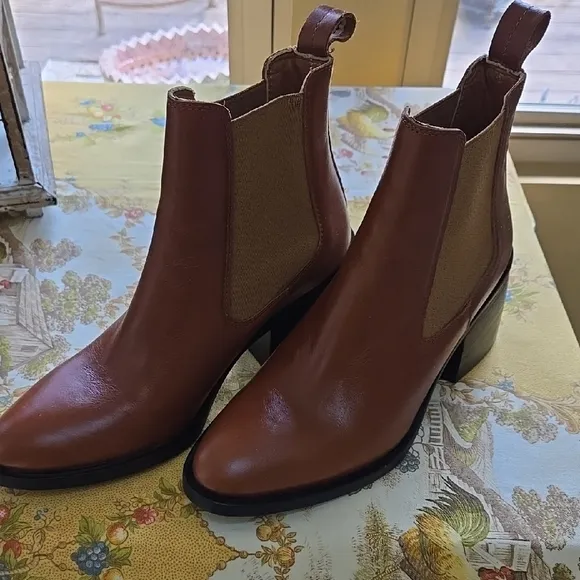 Brown Leather Ankle Boots New!