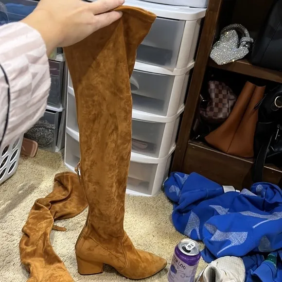 Brown Suede Over the Knee Boots