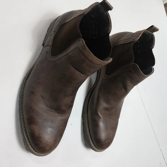 BRUNO MARC Men's Brown Leather Chelsea Boots size 12