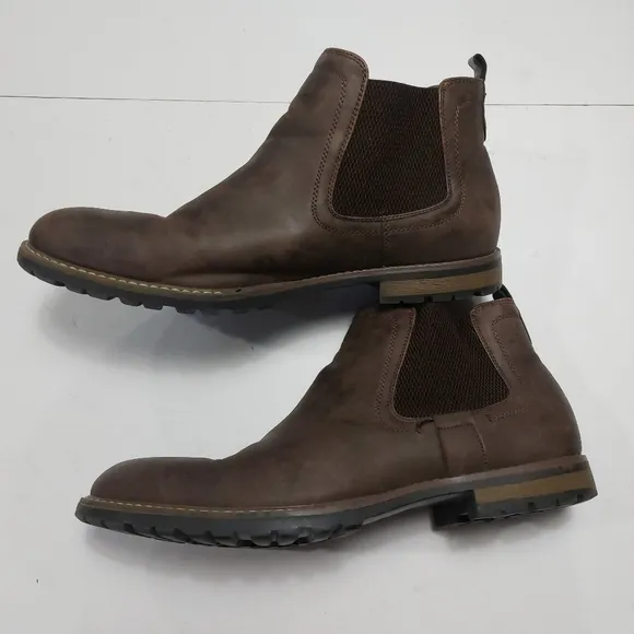 BRUNO MARC Men's Brown Leather Chelsea Boots size 12