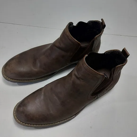 BRUNO MARC Men's Brown Leather Chelsea Boots size 12