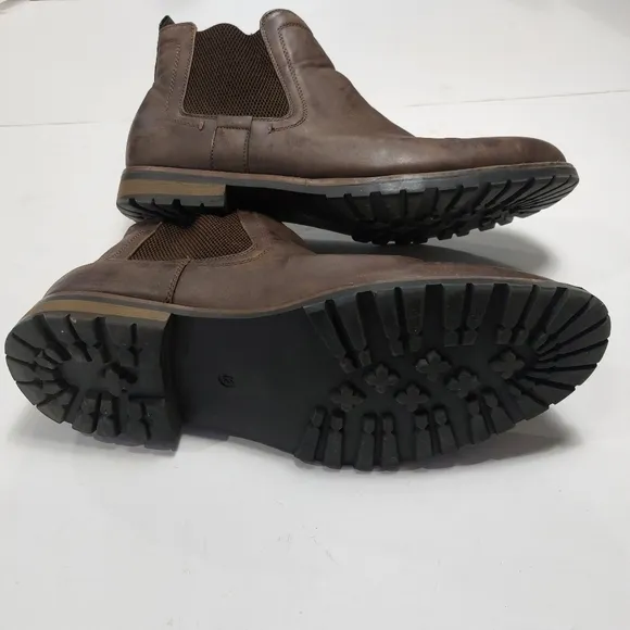 BRUNO MARC Men's Brown Leather Chelsea Boots size 12