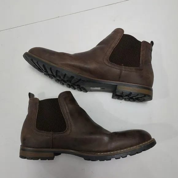 BRUNO MARC Men's Brown Leather Chelsea Boots size 12