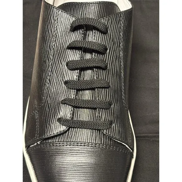 Bugatchi Men’s Nero Paris Sneakers 9.5 Black Lace Up Printed Suede Made in Italy