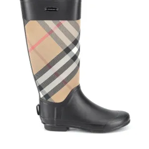 Burberry Black and Tan Check Winter/Rain Boots