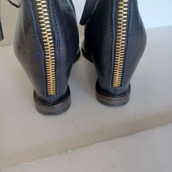 BUTTERO Ankle Boots Minimalist Lagenlook Black Suede Leather Wedge‎ Sz 37.5