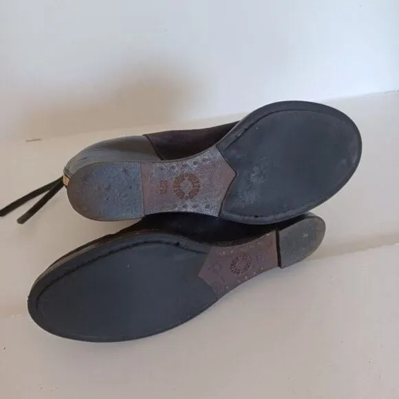 BUTTERO Ankle Boots Minimalist Lagenlook Black Suede Leather Wedge‎ Sz 37.5