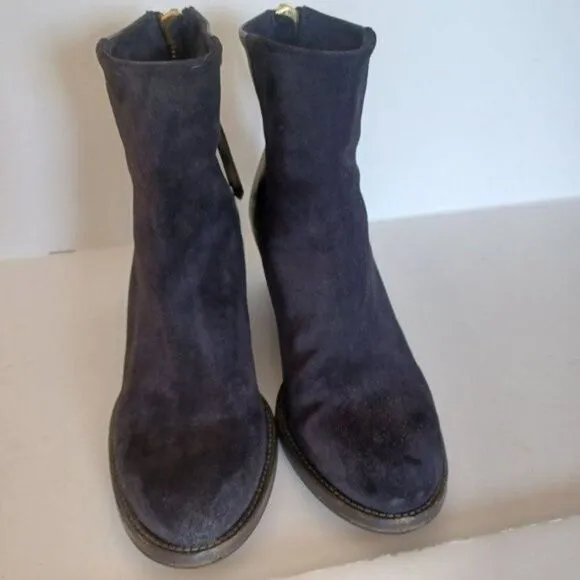 BUTTERO Ankle Boots Minimalist Lagenlook Black Suede Leather Wedge‎ Sz 37.5