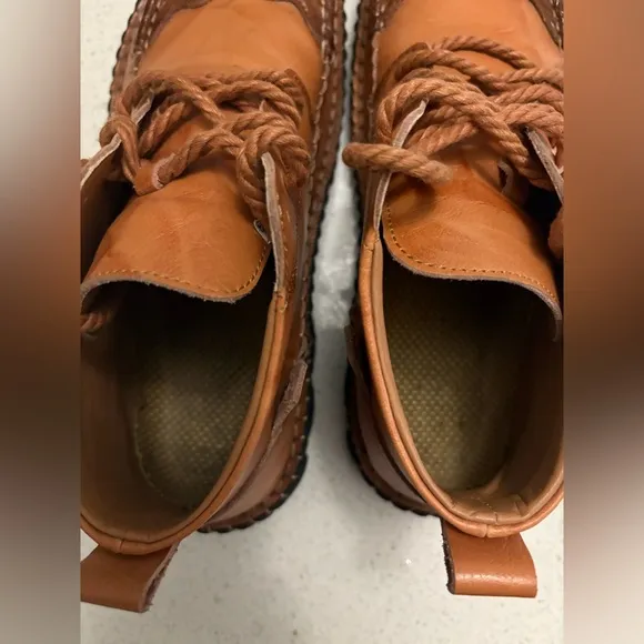 Calceus Men's Cognac Brown Leather Street Lace Up Chukka Boots Shoes 10 43