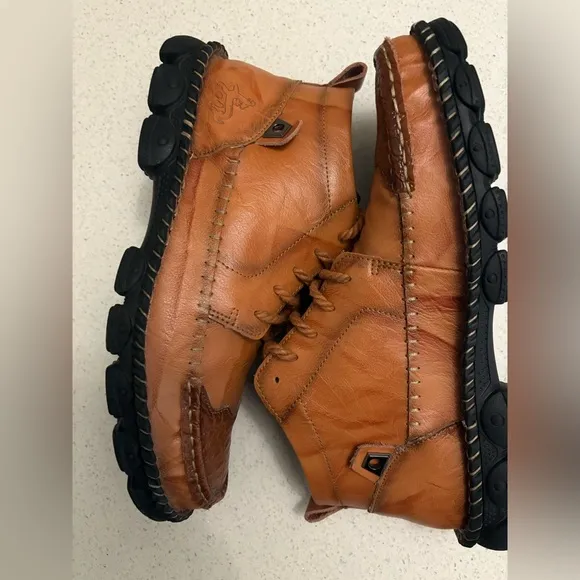 Calceus Men's Cognac Brown Leather Street Lace Up Chukka Boots Shoes 10 43